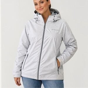 Columbia Interchange Jacket Women 2X 3-in-1 Hooded Omni-Shield Gray Fleece Lined
